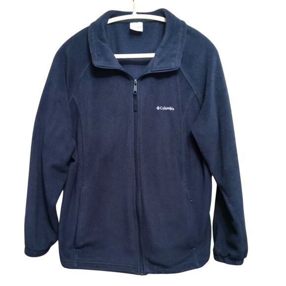 Columbia Navy fleece zip up jacket 2 zipper outside pockets 2 inside size XXL - Picture 1 of 10